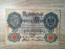 RARIT&Auml;T - Zwanzig Mark - Reichsbanknote - 1910 - E/K mit Wz. - 20 Mark -