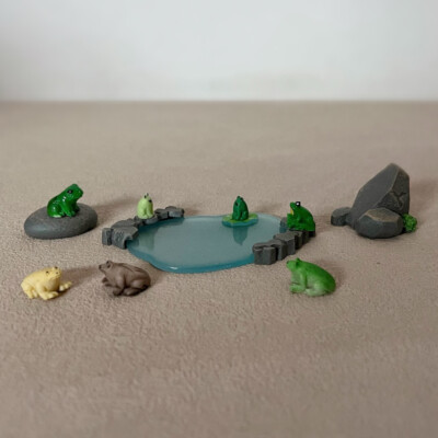 1Set Miniatures Pond Frog Rockery Stone HO/OO Scale Villa Landscape Sand Table