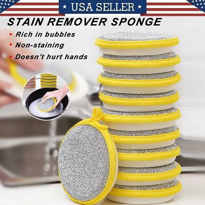 5/10x Double Side Dishwashing Sponge Pan Pot Dish Wash Household Cleaning Tools