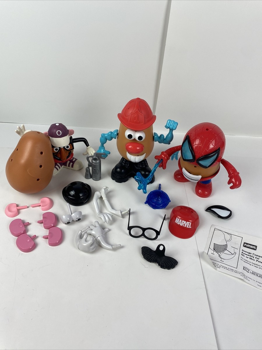 Playskool Mr. Potato Head Lot Marvel Spiderman Fireman 30+ Pieces