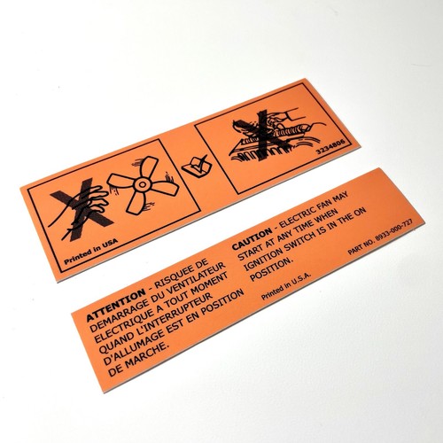 Jeep Engine Fan & Radiator Warning Decal Pair - Fits Cherokee XJ/MJ Comanche - Picture 5 of 5