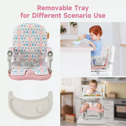Travel Booster Seat w/ Tray Adjustable Folding High Chair Children Baby Armchair - Picture 7 of 78