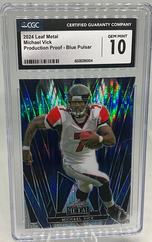 2024 Leaf Metal Michael Vick Production Proof 1/1 Blue Pulsar CGC 10 *ONE of ONE