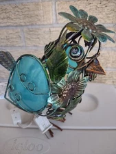 Accent Lamp Blue Bird Plug In Nightlight Decor Wrought Iron See Thru Blue