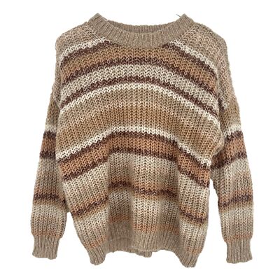 American Eagle Womens Chunky Knit Sweater Sz XS Brown Striped