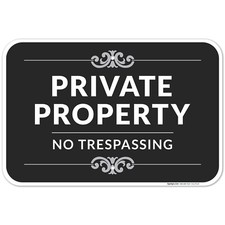 Private Property No Trespassing Sign, Decorative Style,