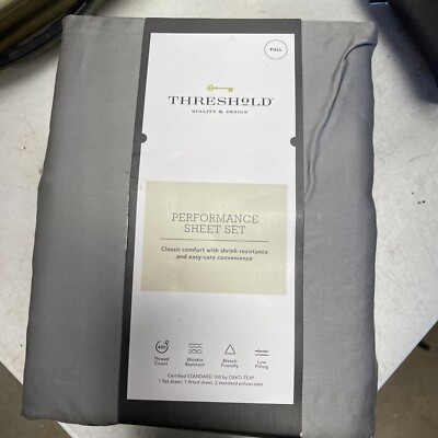 Threshold 400 Thread Count Solid Performance Sheet Set - Full - Gray