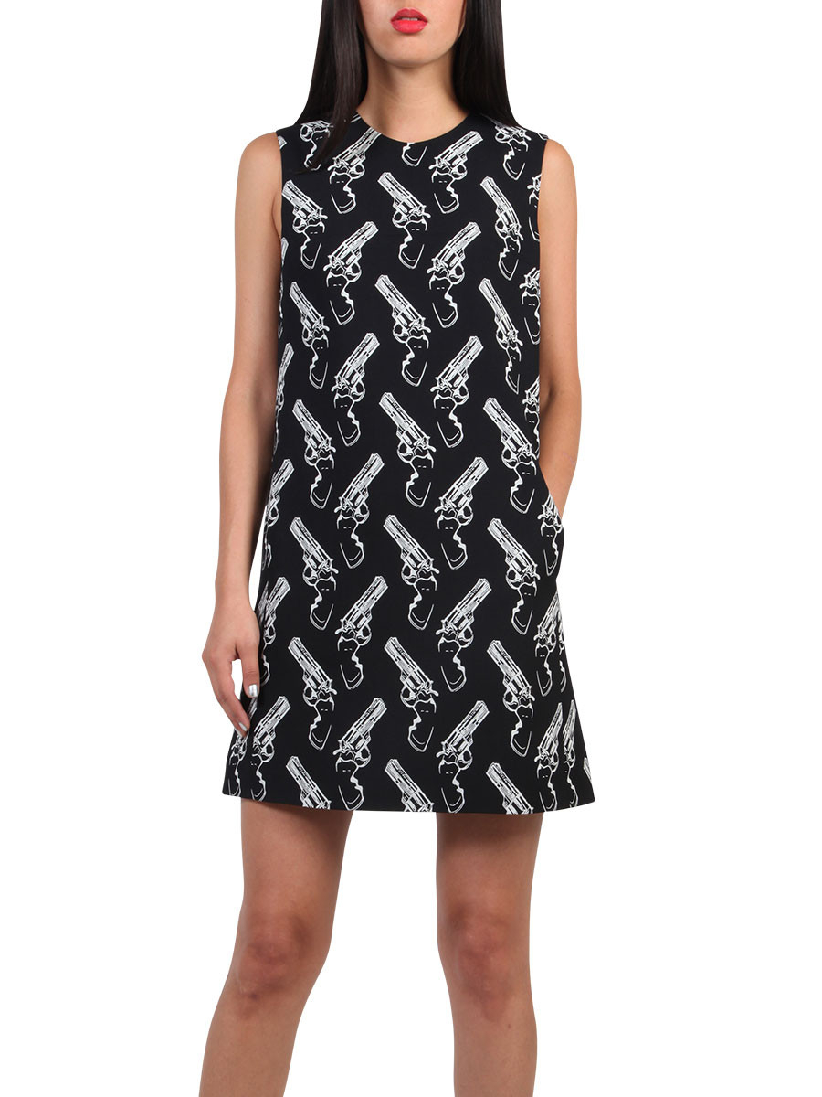 SAINT LAURENT★素敵!JAPANESE Printed Shift MINI Dress SAINT LAURENT YSL Gun Pop Print Sleeveless Shift Mini Dress