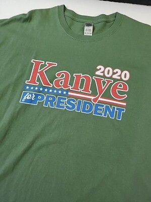 Kanye For President 2020 T-Shirt, Size 2XL, Green,