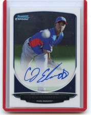 2013 BOWMAN CHROME #BCP-CE C.J. EDWARDS AUTOGRAPH ROOKIE RC, RANGERS, 022815