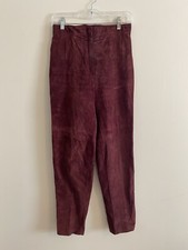 Vintage Burgundy Suede Leather Pants