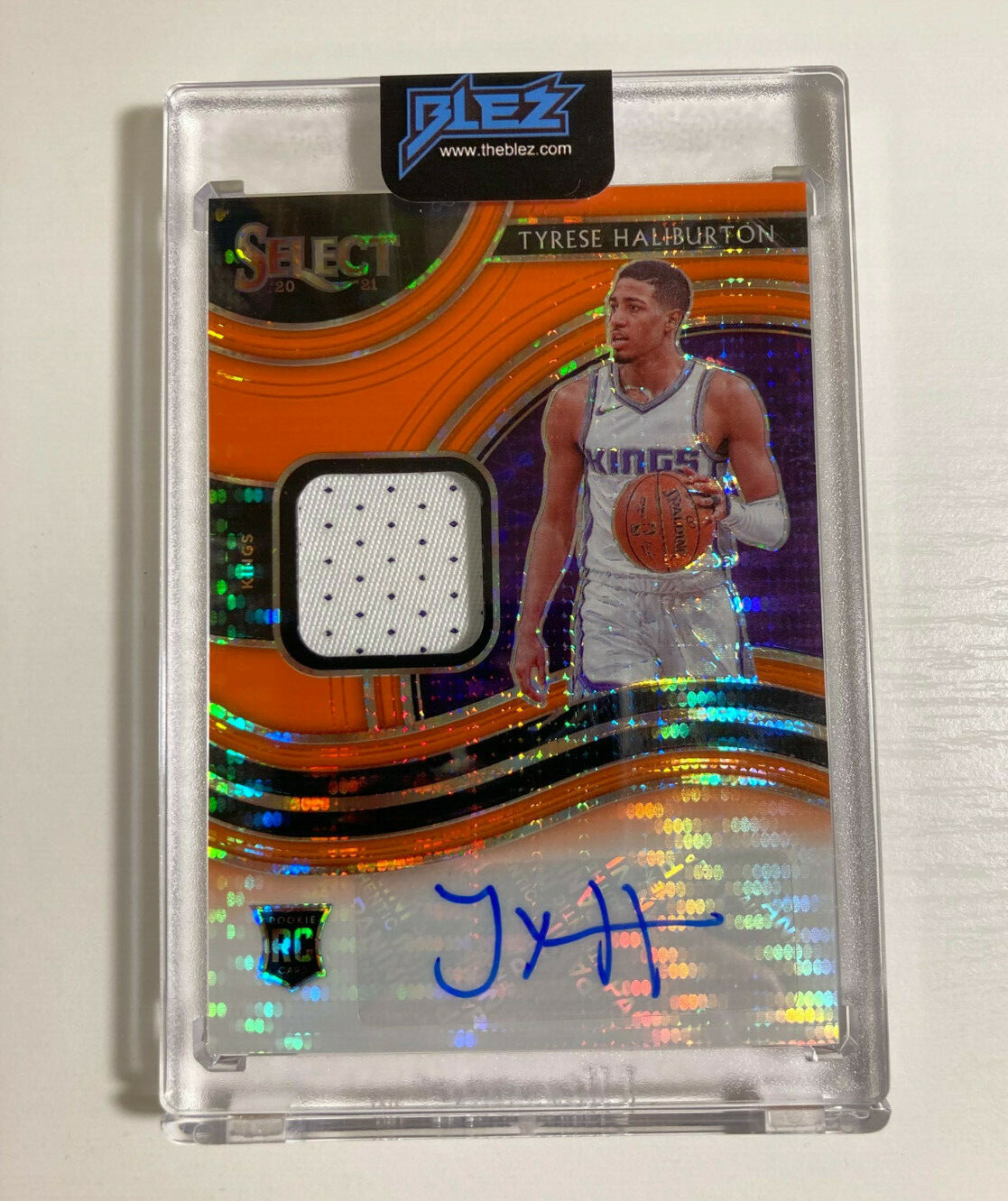 2020 SELECT TYRESE HALIBURTON ORANGE PULSAR PATCH AUTO AUTOGRAPH RPA FOTL /30