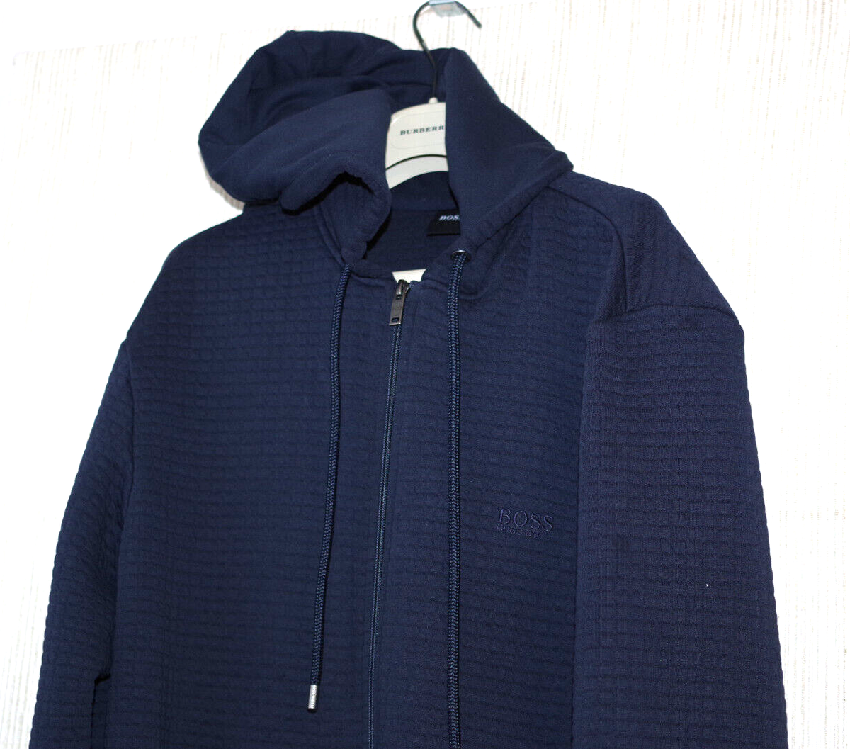 Boss Cotton Blend 72 Cotton Navy Zip Hoodie Jacket Men Size:XL