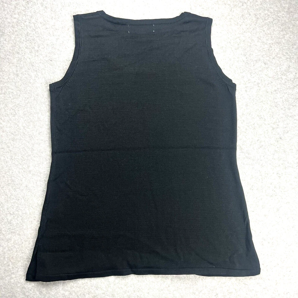 Camiseta sin mangas David Meister para mujer pequeña negra texturizada sin mangas gótica elegante Foto 2 de 4