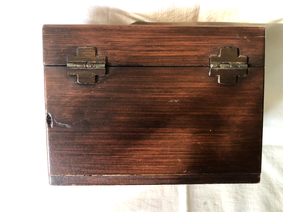 Vintage Wooden Recipe Box w Decoupage Vegetables on top - for 3x5 index ...