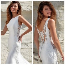 Unique Designer Wedding Dress Bridal Gown 2-28W Custom made Mermaid Buttons