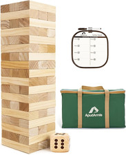 Giant Tumble Tower Stack from 2Ft to over 4.2Ft , 54 PCS Pine Wooden Stacking T