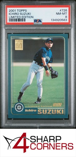 2001 TOPPS LIMITED EDITION #726 ICHIRO SUZUKI RC MARINERS PSA 8