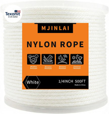 1/4 Inch Nylon Solid Braided Rope 500Ft, Wearproof, High UV Abrasion Resistant