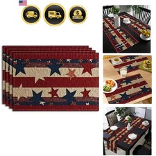 Red Memorial Day Stripe Stars Patriotic 4th of July Blue Independence Day Pla...