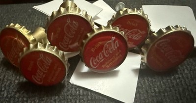 6qty - Retro Coke Bottle Cap Drawer Pull Knob Coca Cola