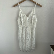 NWT L'ATISTE White Floral Lace Overlay Slip Dress Romantic Boho Festival Small
