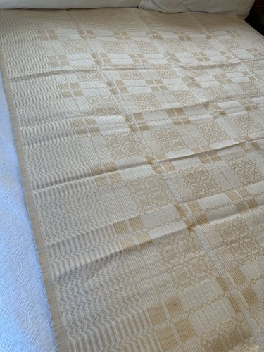 VTG Sweden Woven Linen Fabric Daldrall Overshot 52”x 73” Scandinavia Label - Picture 23 of 24