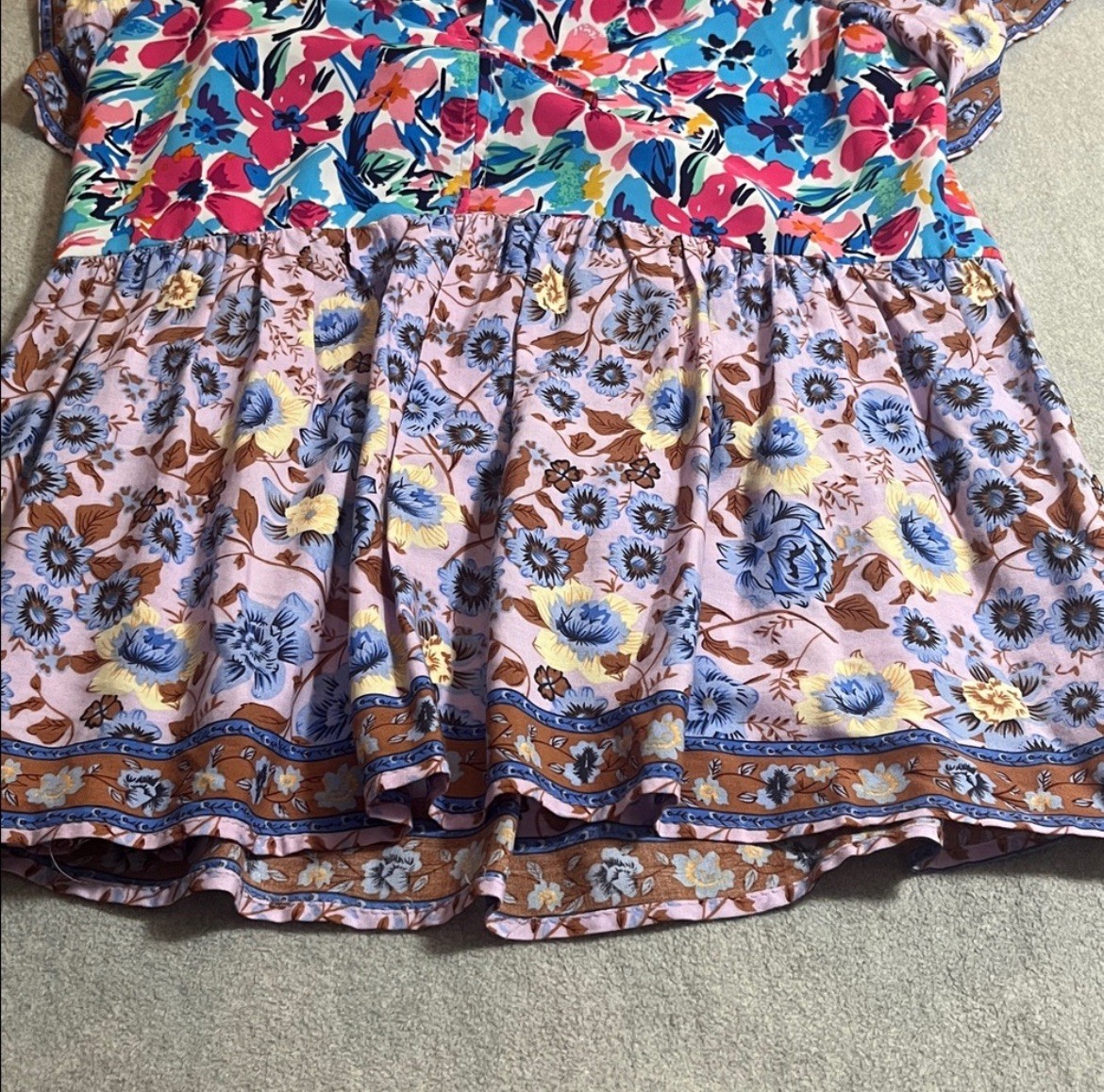 Umgee Women’s floral  Blouse Patchwork Boho Tunic… - image 6