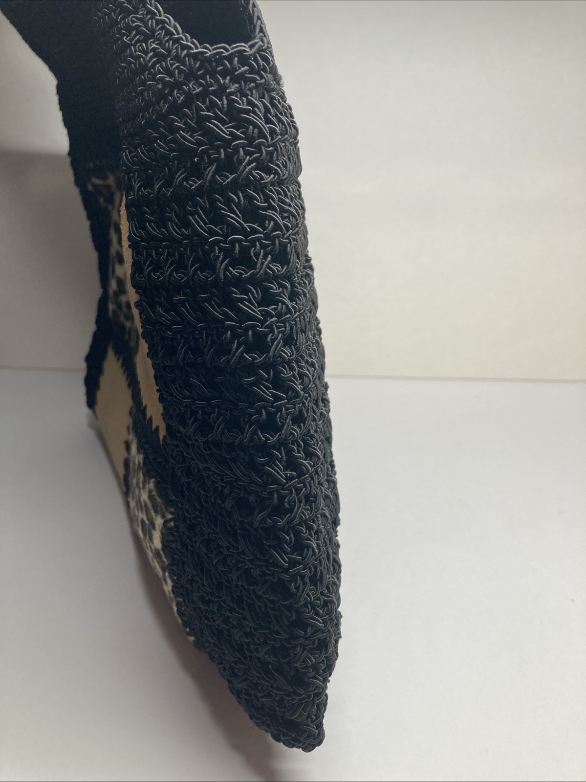 Vintage Chateau Macrame Black Patchwork Boho Wove… - image 4