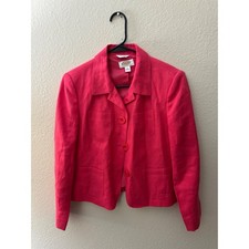 Talbots Petites Pink 100 Irish Linen Blazer Jacket Size 6P A1098