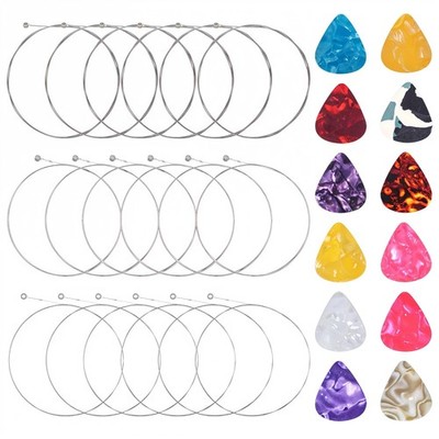 18 PCS Guitar String, 3 Full Sets and 12 Picks with Stainless Steel Core Guit...