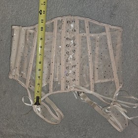 Adore Me Victoria's Secret VS Diamond Sparkly Mesh Corset Scoop Lace-Up Zip Sexy