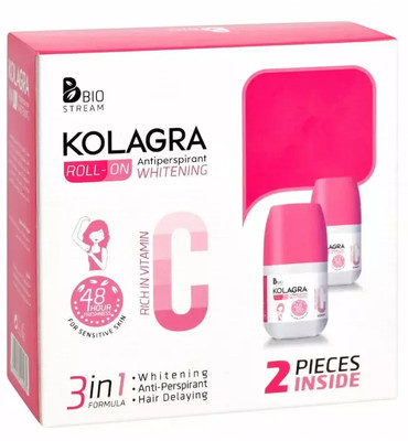 Kolagra Whitening Roll On 3in1 Whiten and keep fresh underarms 60 ML 2PACK