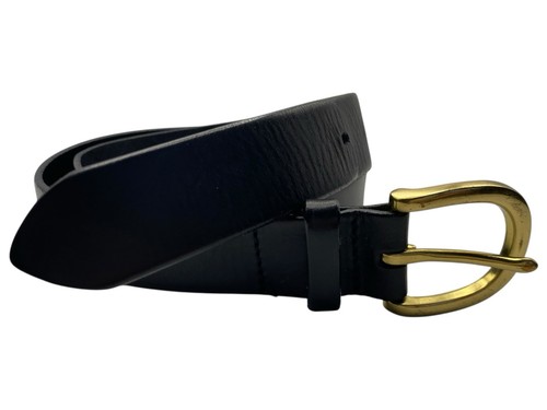 J Crew Damen XS Ledergürtel schwarz goldfarben Messingschnalle 37 x 1 Zoll