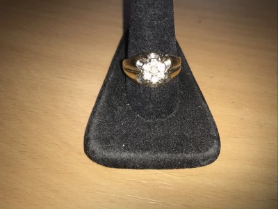 14K Gelbgold Herren Cluster Ring 7 Diamanten Gesamtgewicht.50C, Größe 11