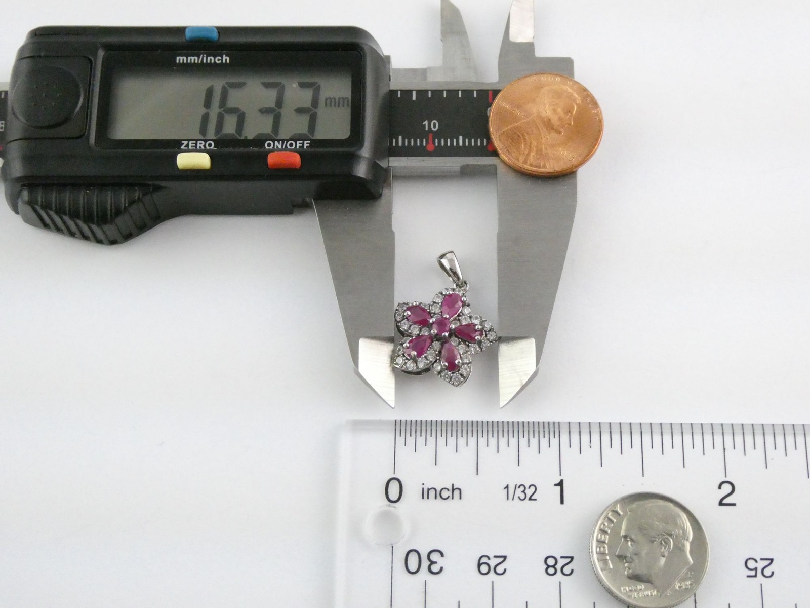 DK Sterling Silver Lab Created Ruby White CZ Flow… - image 9