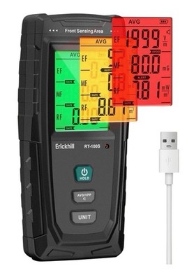 3-in-1 Rechargeable EMF Tester With Digital Display MOD RT-100S, Black/Red NEW