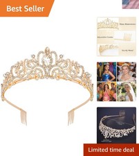 Sparkling Gold Crystal Crown Headband - Perfect for Birthdays and Pageants