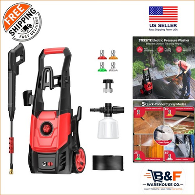 #ad User Friendly Electric Pressure Washer 2000 PSI 20 FT Hose amp; Foam Cannon Red $139.94