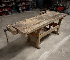 Rustic Work table, Vintage Carpenter's Workbench, Woodworking Console Table, S
