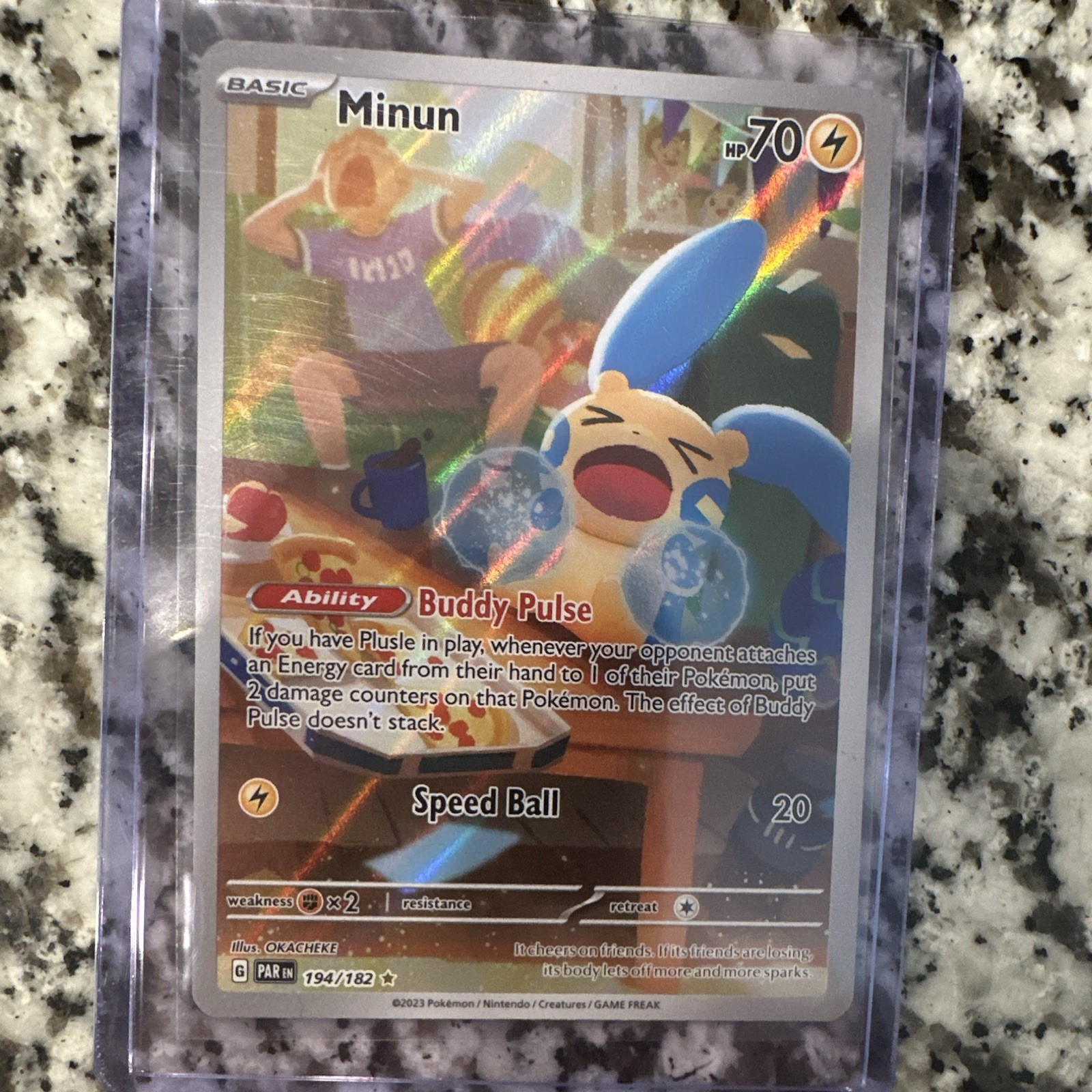 The Pokémon Company Pokémon TCG Minun 194/182 SV04 Paradox Rift IR Holo English