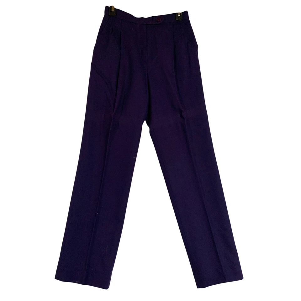 Pantalones Pantalones Evan Picone Jrs Vintage Mezcla Lana Púrpura Cintura Alta Talla 11/12 Foto 2 de 4