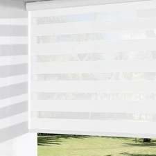Cordless Zebra Blinds for Windows, Dual Layer Free-Stop Light Filtering Window R