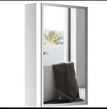 HOMCOM Bathroom Mirrored Cabinet, Vertical 16" x 24" Stainless Steel Frame