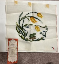 Vintage Dritz Luxury Needlepoint Pre-worked Frog On Mushroom With Yellow Flowers