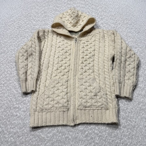 Aran Sweater Market Sweater Youth 6-7 Years Natural Wool Hooded Zip Ireland
