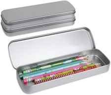 3 Stiftebox, Stifte Organizer, Metallbox, Blechdose mit Deckel, Stifte Aufbewahr