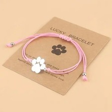 Dog Paw Charm Bracelet Pink 0058
