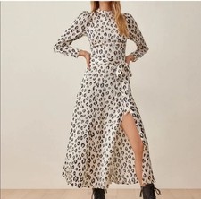 Reformation Julius Silk Dress In Snow Leopard Size 2 NWT