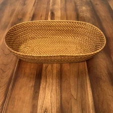 Large Rattan Fruit/bread Basket w/ 4" High Wall, Nantucket Style 15”x8” Handmade
